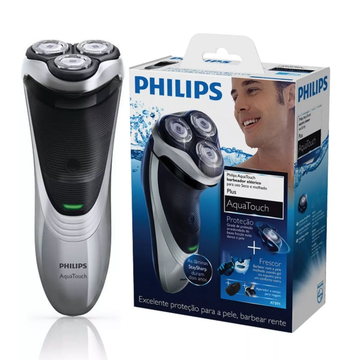 Miniatura Barbeador Elétrico Philips AquaTouch AT891/14 À Prova D'água