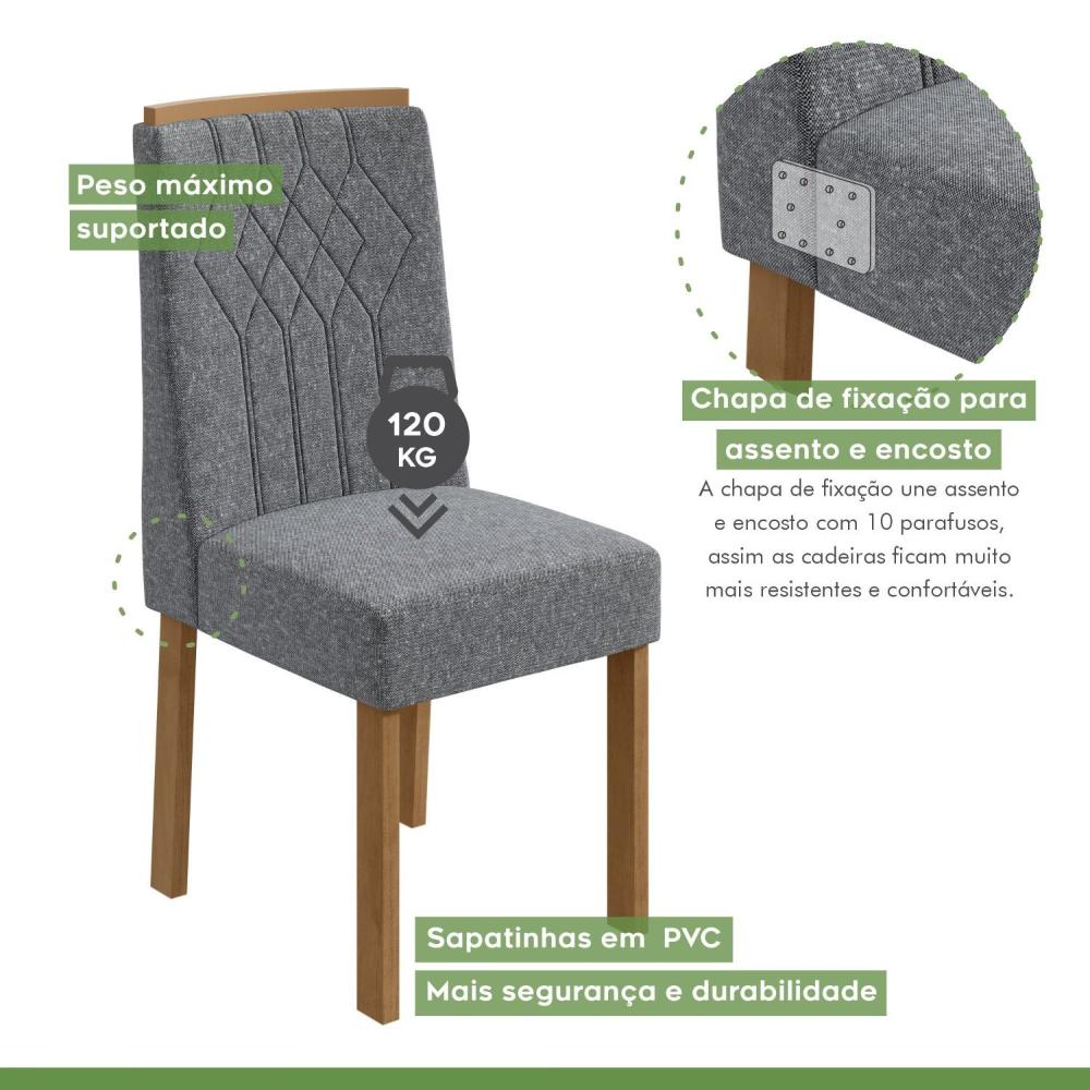 Miniatura Conjunto 2 Cadeiras Exclusive Móveis Lopas Amêndoa Clean/Cinza