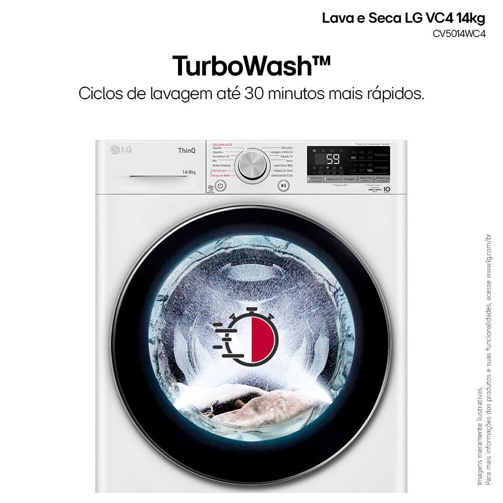 Lava & Seca 14 Kg LG Smart com Inteligência Artificial AIDD™ Branca com 13 Programas de Lavagem - CV5014WC4 110