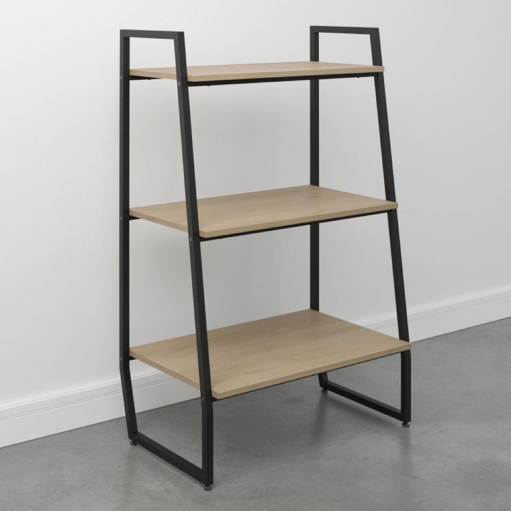 Miniatura Conjunto 2 Estantes Baixas 3 Prateleiras Estilo Industrial Concept CabeCasa MadeiraMadeira Acácia/Preto