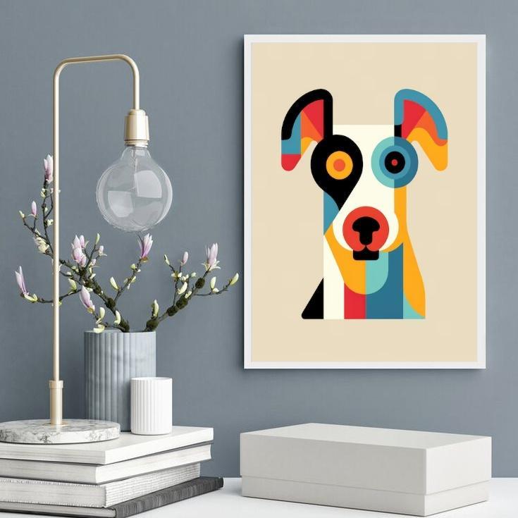 Miniatura Quadro Arte Cachorro - Bauhaus 45X34Cm