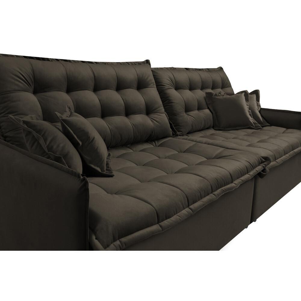 Miniatura Sofá Sem Caixa Retrátil E Reclinável 1,75m Cama Inbox Versátil Suede Velusoft Café