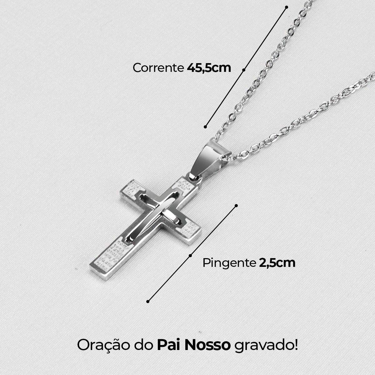 Receiving Masculino Steel + Crucifix Chain + Box Casual