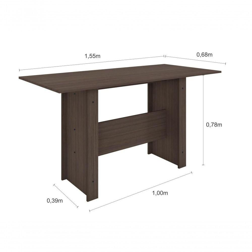 Miniatura Conjunto Sala De Jantar Retangular Mesa Milano 155cm Com 06 Cadeiras Poliman Amêndoa/savana