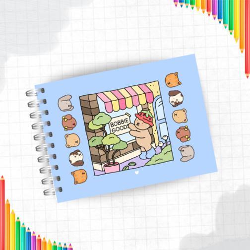 Miniatura Livro Azul Colorir Bobbie Goods 50 Folhas Capa Dura