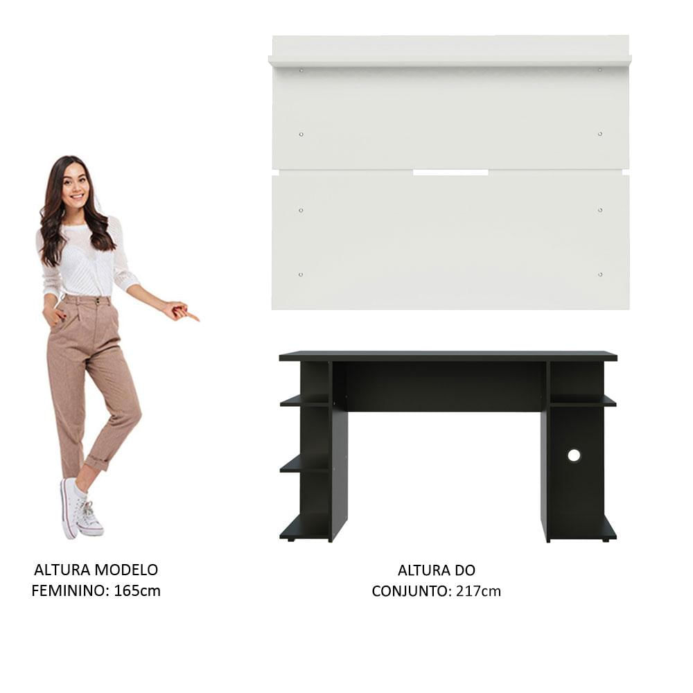 Mesa para Computador Gamer e Painel TV Madesa - Preto/Branco Preto/Branco