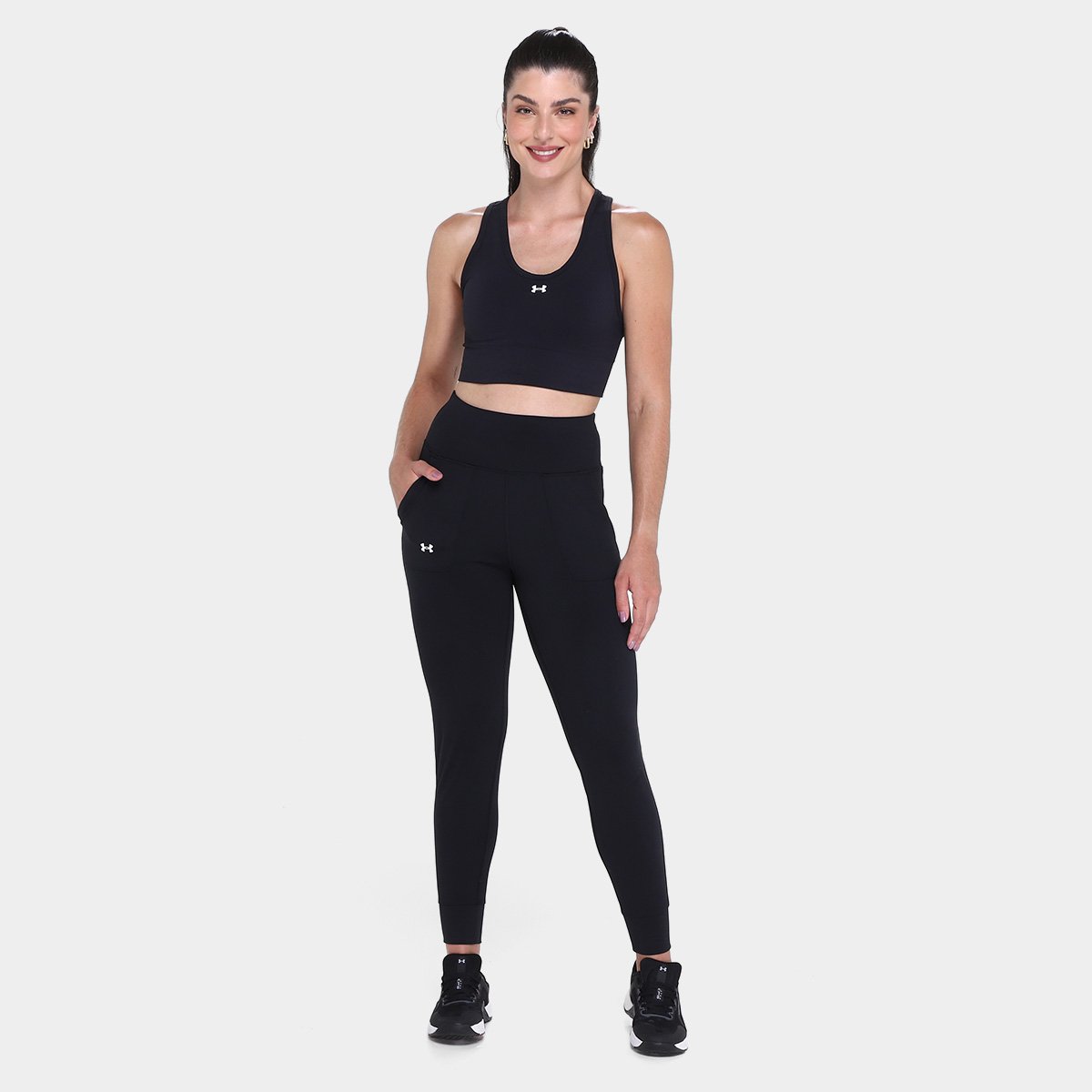 Miniatura Top Under Armour Vanish Seamless Mid B Feminino Preto+Branco - G