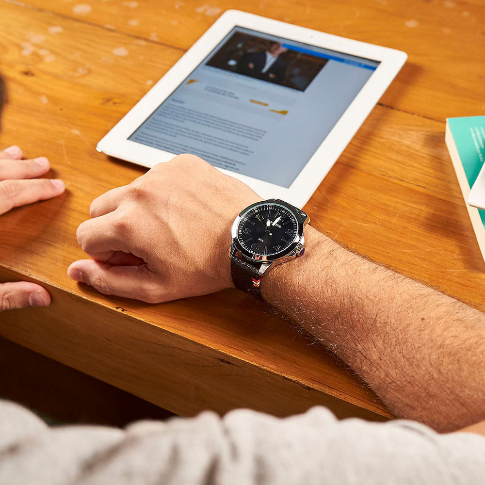 Miniatura Kit Relógio Masculino Casual Prata Com Copo Térmico