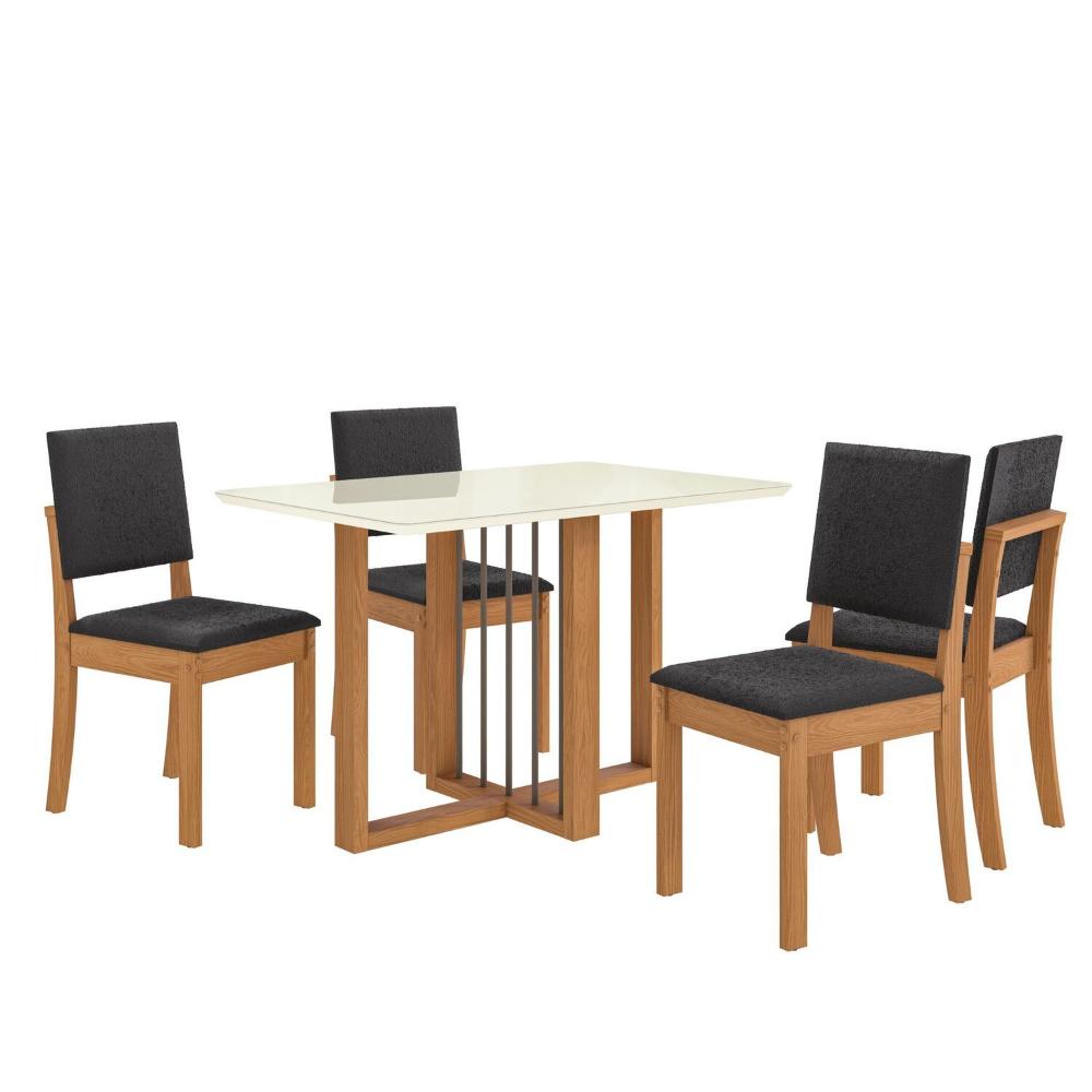 Miniatura Conjunto Mesa Antonela com 4 Cadeiras Canela/Titanio