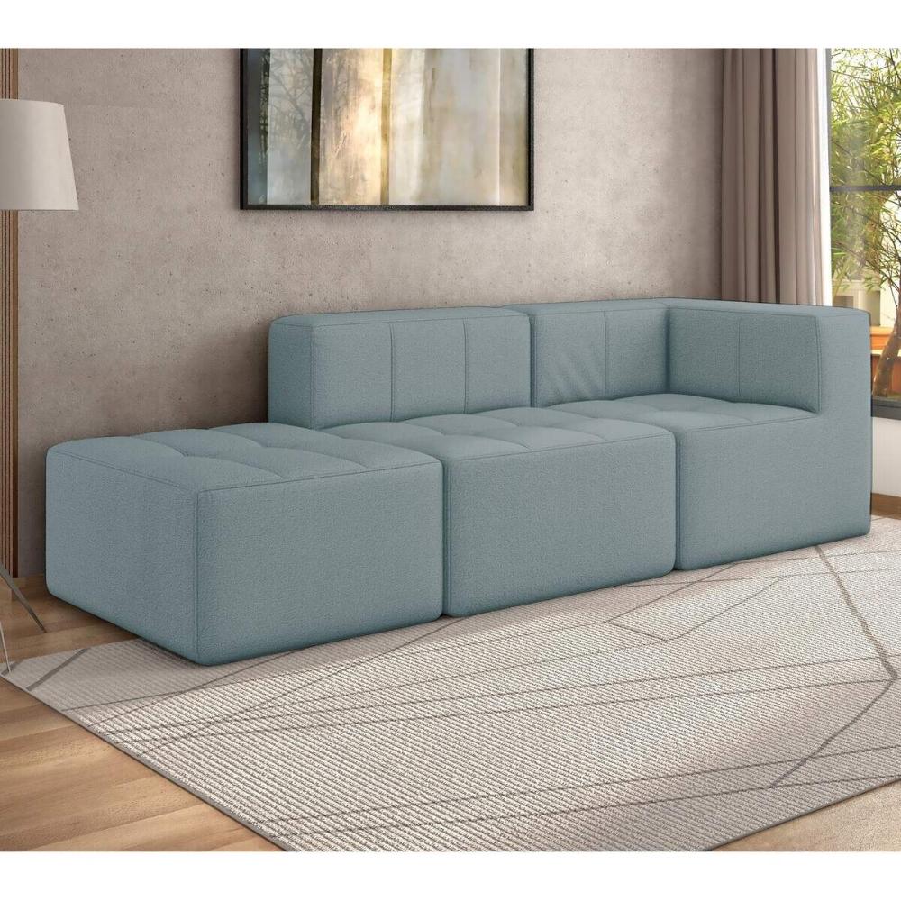 Miniatura Sofá Modulado na Caixa 3 Lugares 231cm Espuma D33 Multimóveis CR45353 Azul