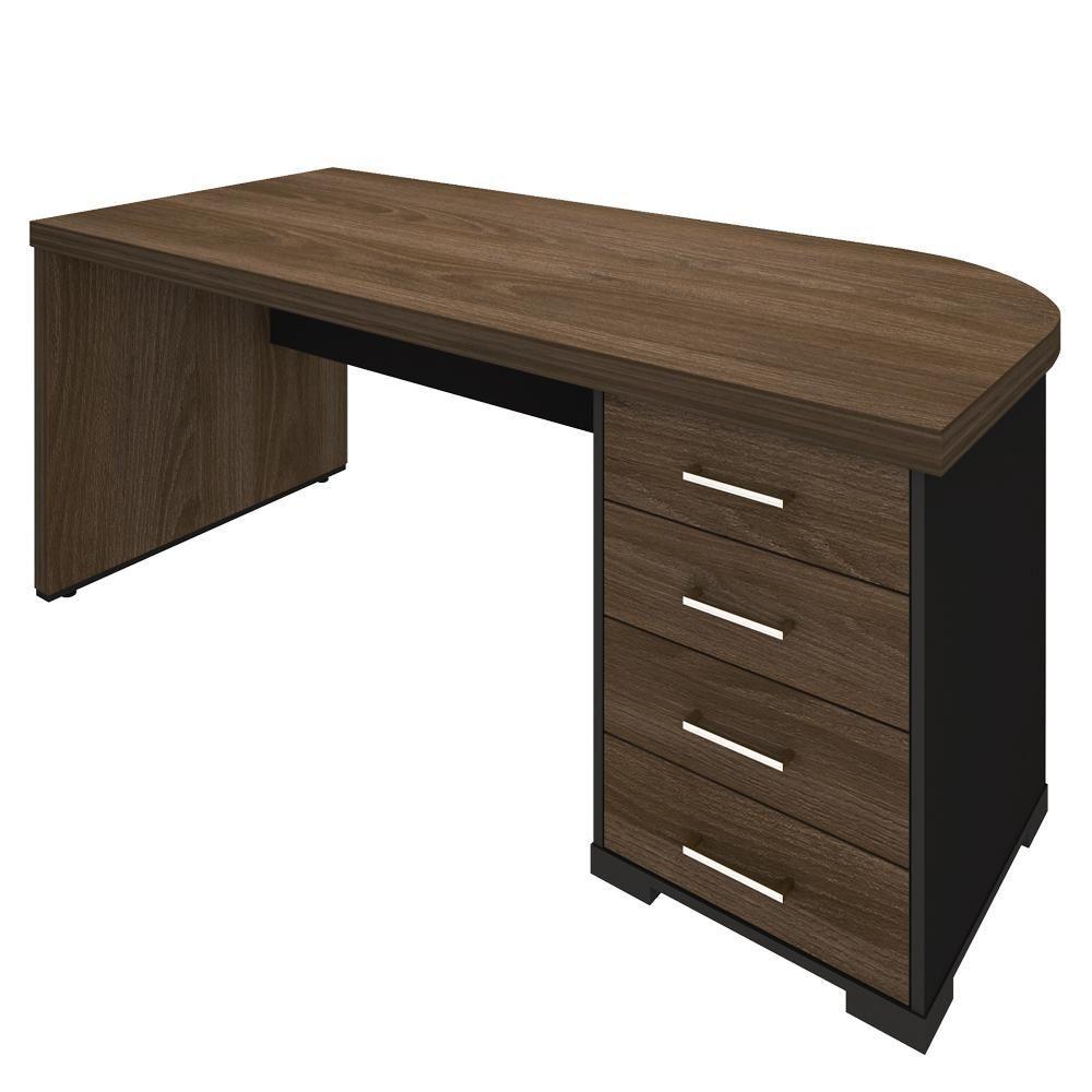 Miniatura Mesa Para Escritório 4 Gavetas Lado Direito 180cm Tamburato Executiva A06 Marrom-preto - Mpozenato