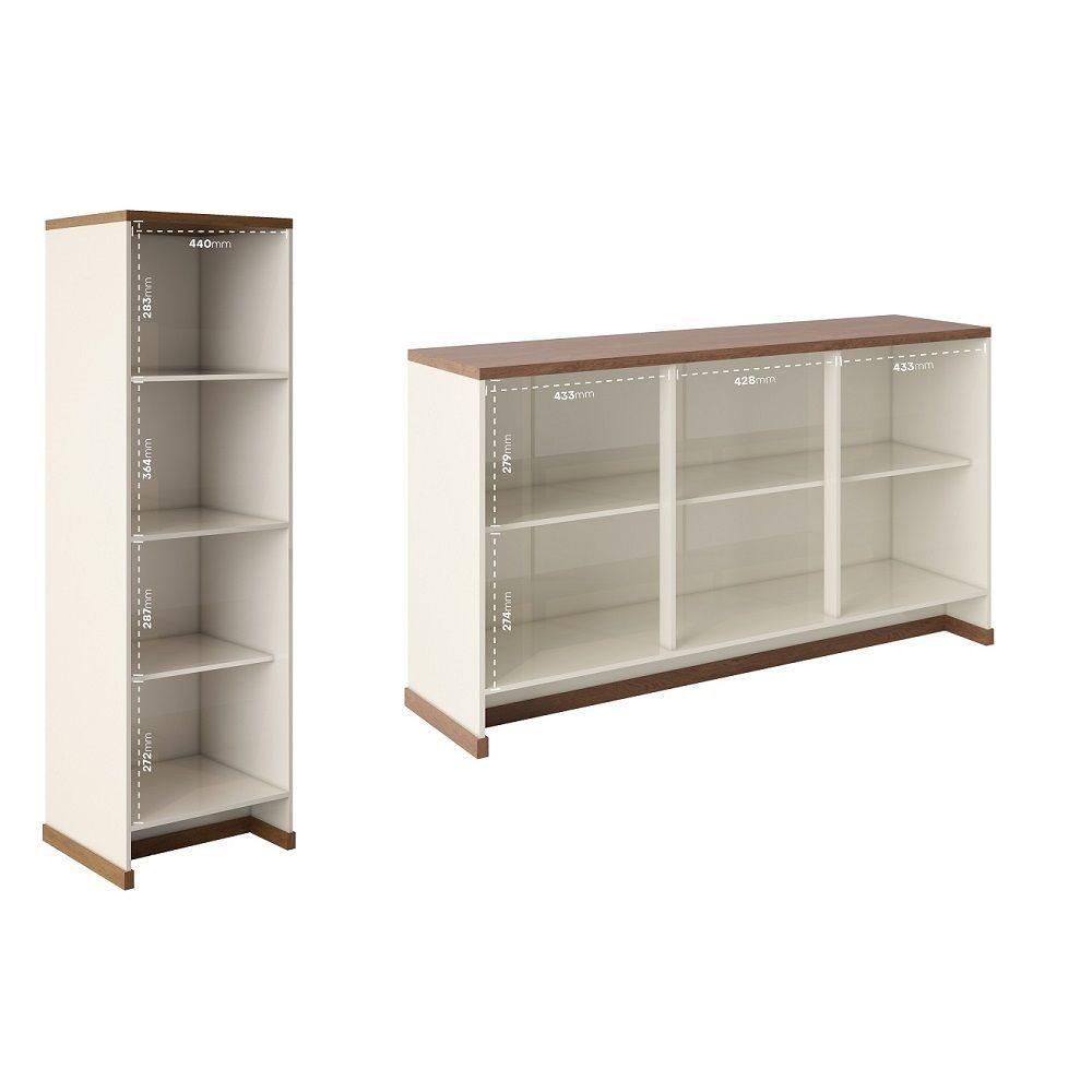 Miniatura Conjunto Escritório Buffet E Armário Berlin Vianossa Offwhite Naturale