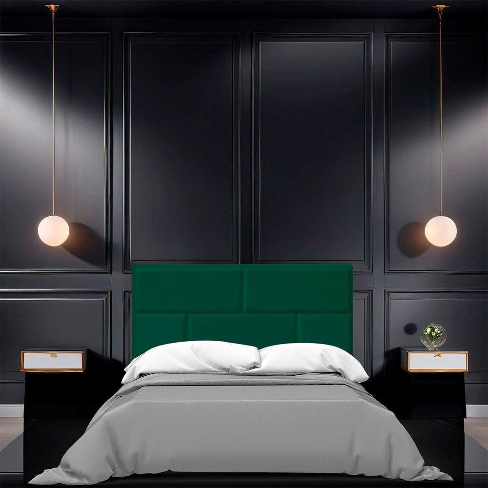 Miniatura Cabeceira Casal King Size Estofada Para Cama Box Jade Veludo Cor Verde Esmeralda