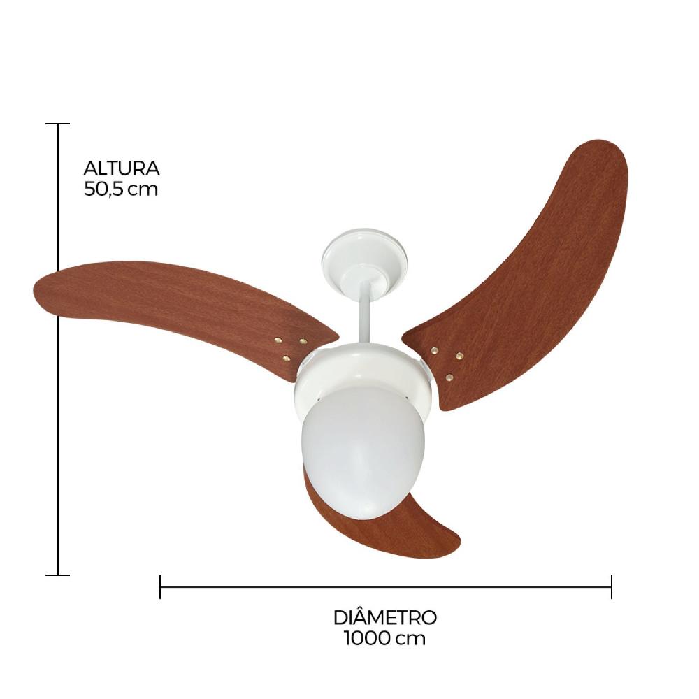 Miniatura Ventilador de Teto 220V Max Buzios Tron Ventiladores Branco e Verniz