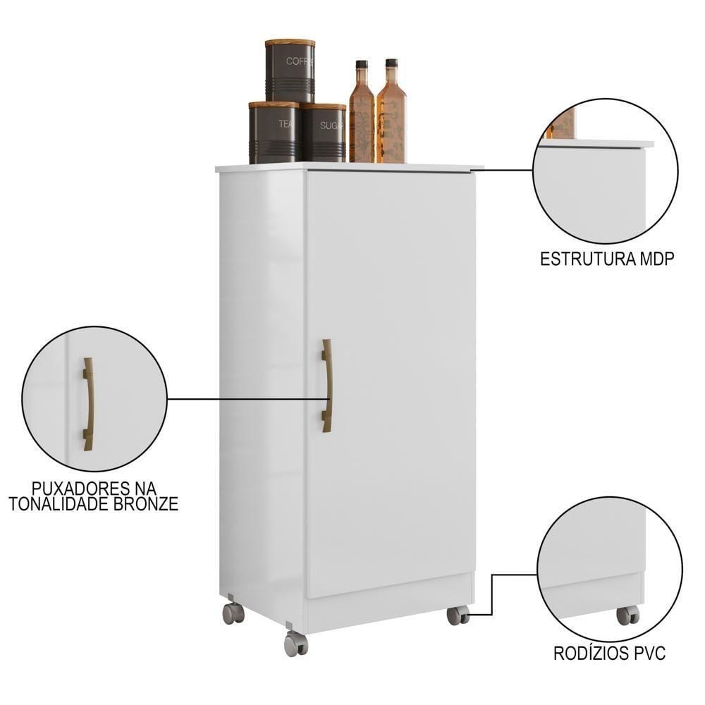 Miniatura Armário Multiuso Cozinha Lavanderia Com Rodízios Lisa M07 Branco - Mpozenato
