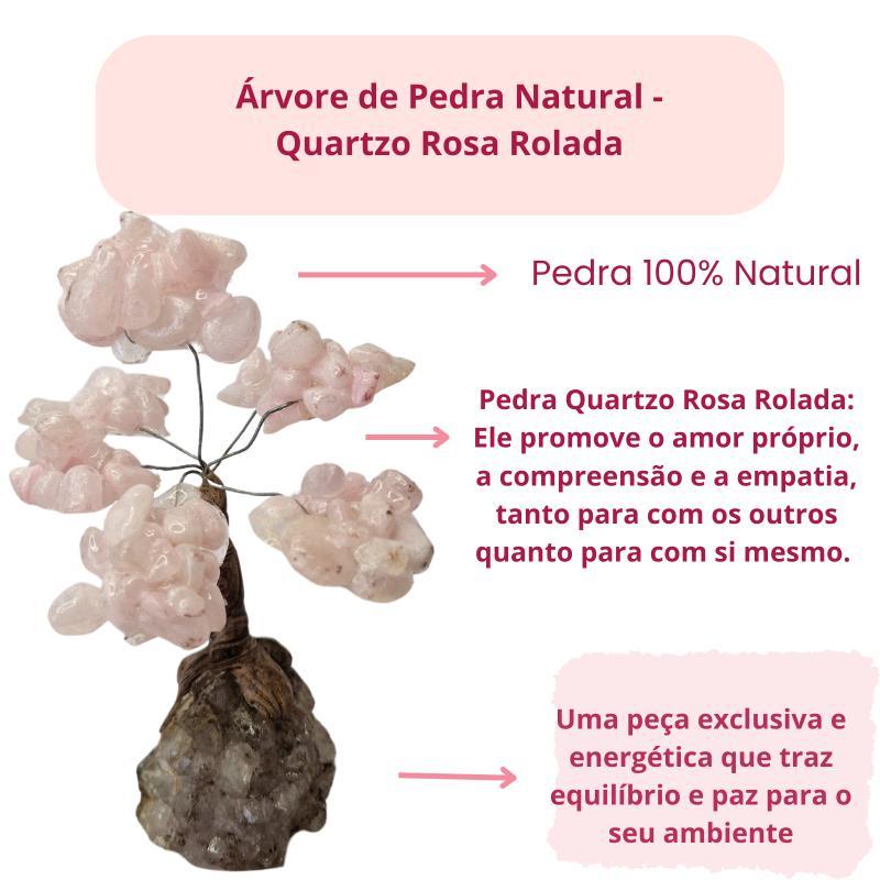 Miniatura Árvore De Pedra Natural Quartzo Rosa Rolada Presentes