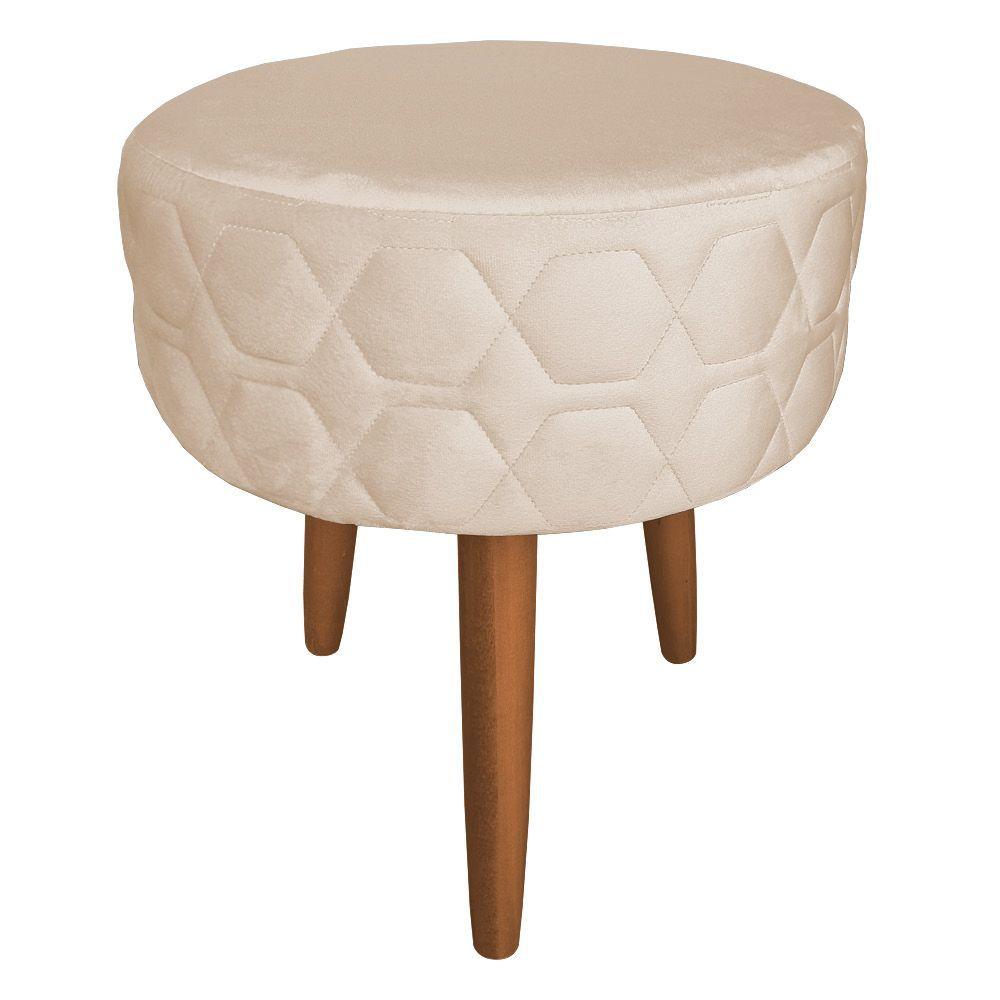 Miniatura Puff Banqueta Metalada 40cm Roxa Cor Bege