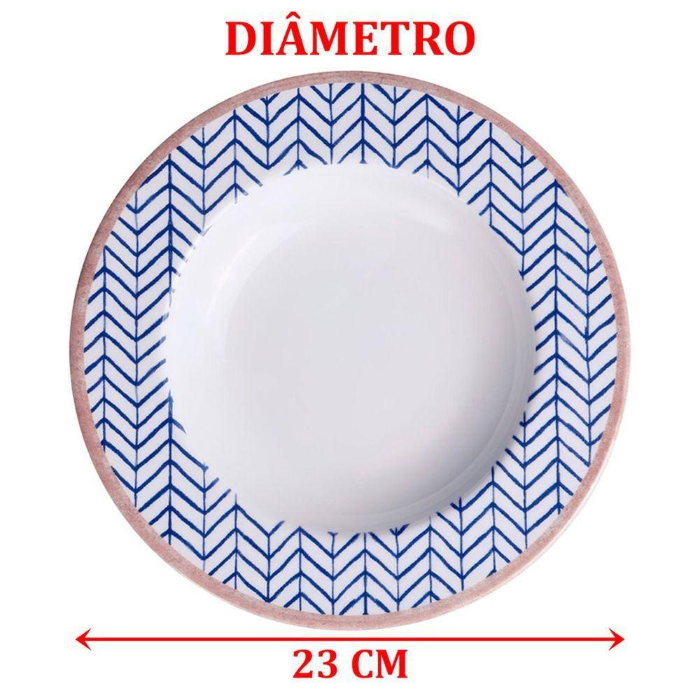 Miniatura Jogo Prato Fundo Sopa Lanche 6 Pessoas 6pçs Abstratta 23cm
