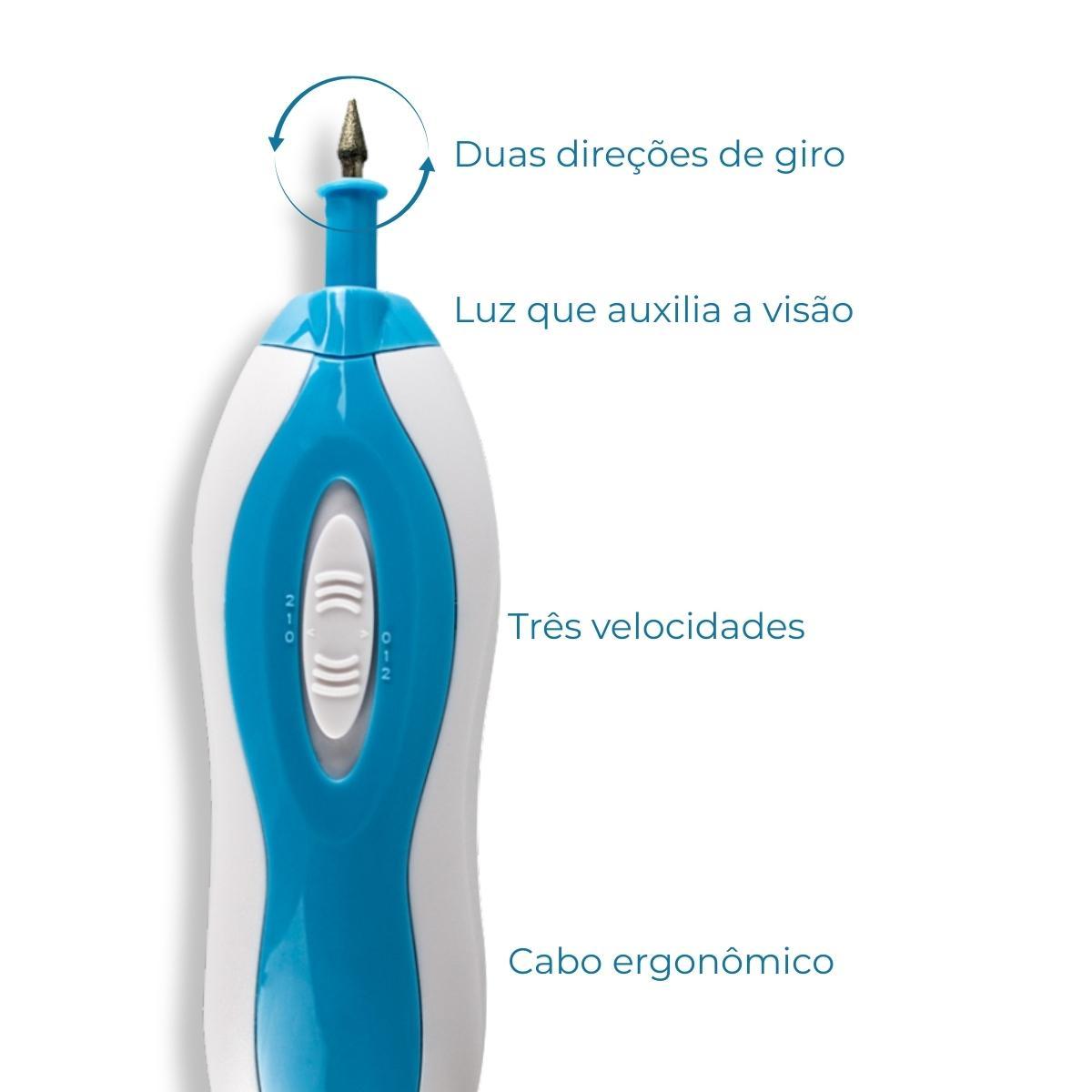 Miniatura Kit Lixadeira Elétrica Recarregável Unhas Pé Mão + 5 Brocas