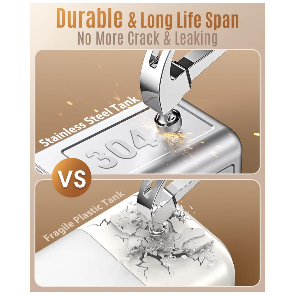 Miniatura Umidificador 2,5L de Limpeza Fácil em Aço Inoxidável e Silencioso, Jack Rose, Branco