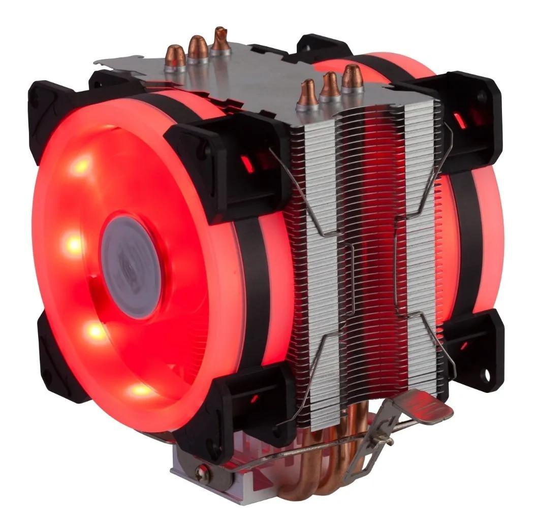 Miniatura Cooler Universal Fan Duplo Led Rgb Processador Intel/Amd