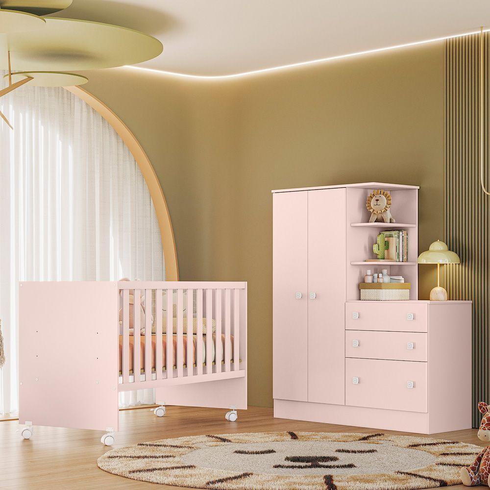 Miniatura Jogo De Quarto Infantil Gr E Cômoda E Berço 3540 Doce Sonho rosa