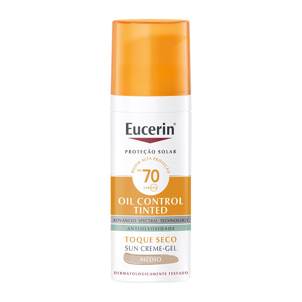 Eucerin Sun Oil Control Tinted Médio FPS 70 Protetor Solar Facial 50g