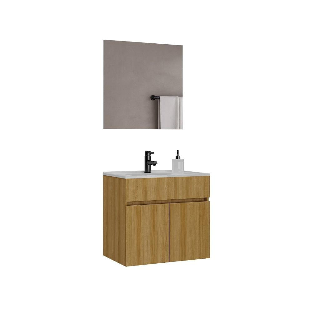 Miniatura Conjunto de Banheiro Completo com Gabinete Cuba e Espelheira 60cm Linha Patina Mel