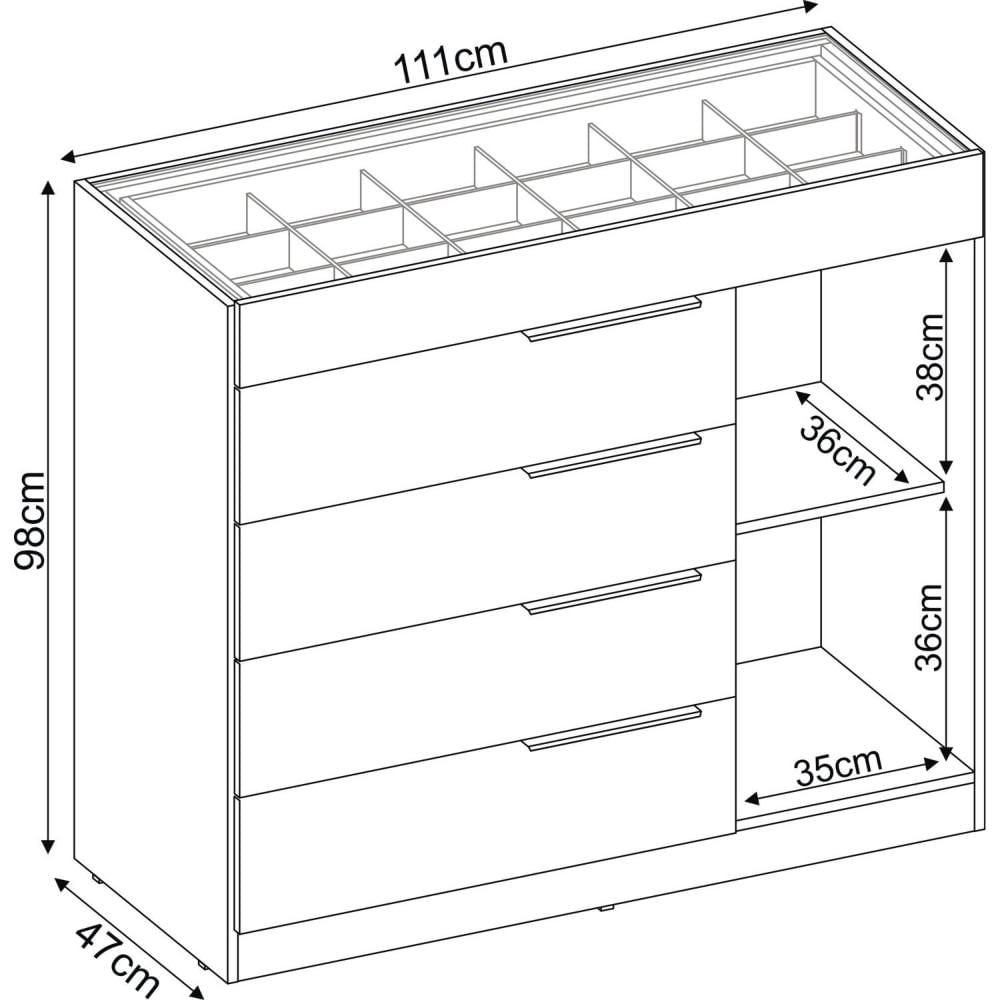 Miniatura Cômoda com Porta Joia 5 Gavetas Lume Demóbile Móveis Amendola