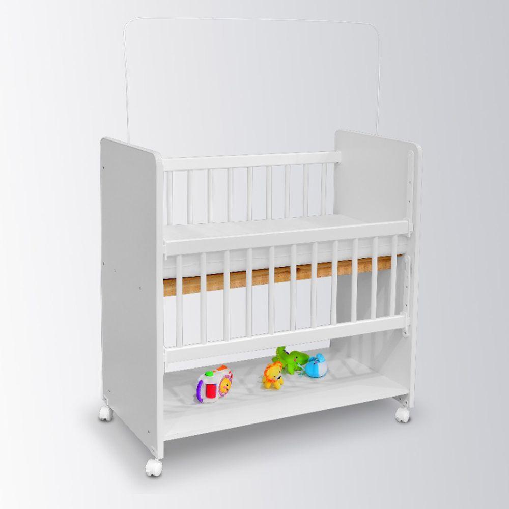 Miniatura Mini Berço Bed Side Moisés Grade Móvel Branco Com Colchão