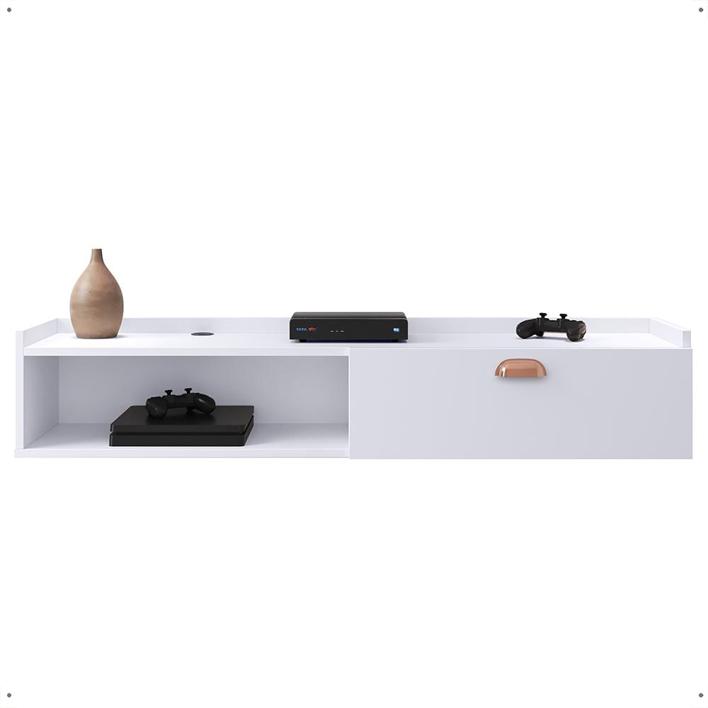 Miniatura Rack Suspenso Home Classic Tv 32 42 50 Polegadas 1 Porta Puxador Concha Decoração Minimalista Quarto Sala Recepção Branco - Lojas RPM