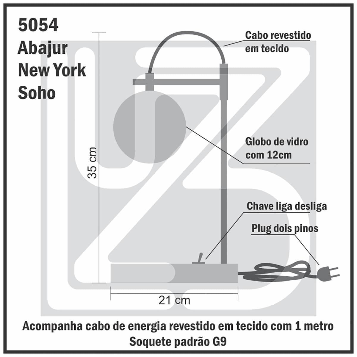 Miniatura Abajur Estilo Industrial Cimento New York Soho Vidro Âmbar