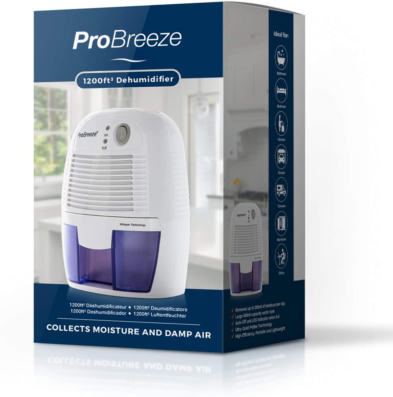 Desumidificador Mini Pro Breeze 45m2 Portátil BrancoAzul 110V