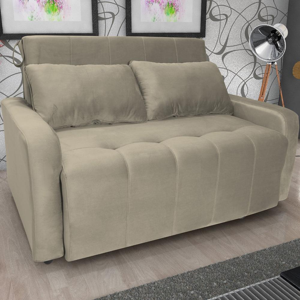 Miniatura Sofá Cama Veludo 2 Lugares Amora New Capuccino