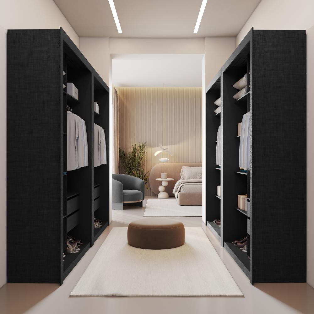 Miniatura Closet Modulado 8 Gavetas 12 Prateleiras Preto Txamoudi Móveis Preto Tx
