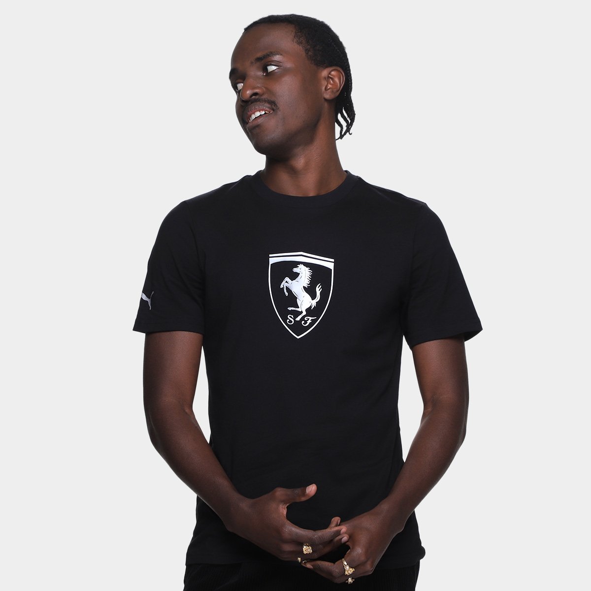 Miniatura Camiseta Puma Ferrari Sportswear Tonal Shield Masculino Preto - G