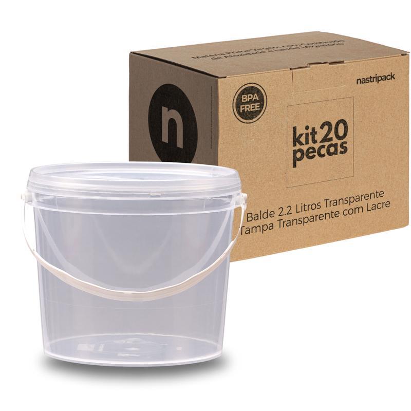 Miniatura Balde Para Produzir Cerveja 2.2L Transparente - Kit 20 Pçs