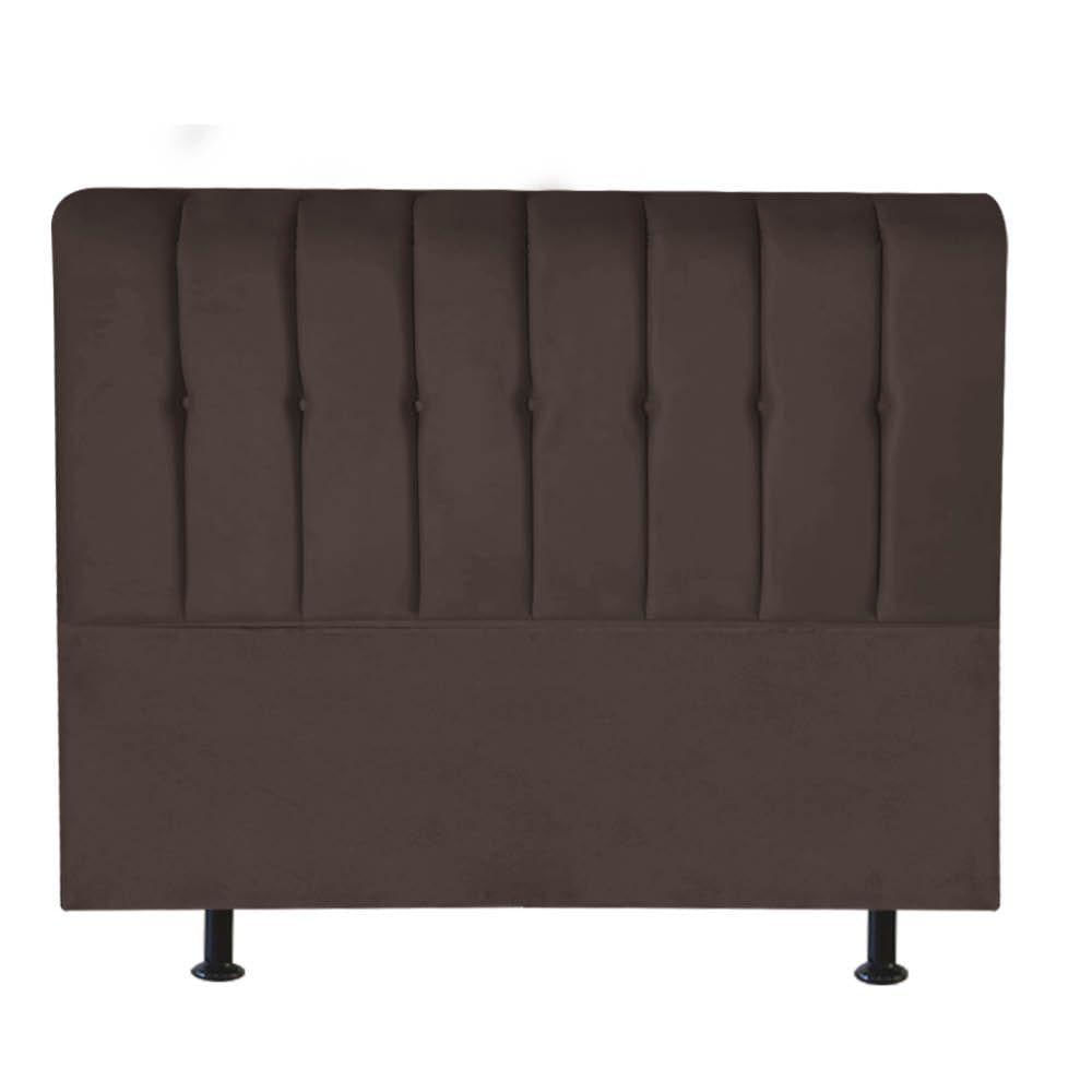 Miniatura Cabeceira Estofada Kiara 160Cm Queen Size Para Cama Box Quarto Tecido Sintético Marrom