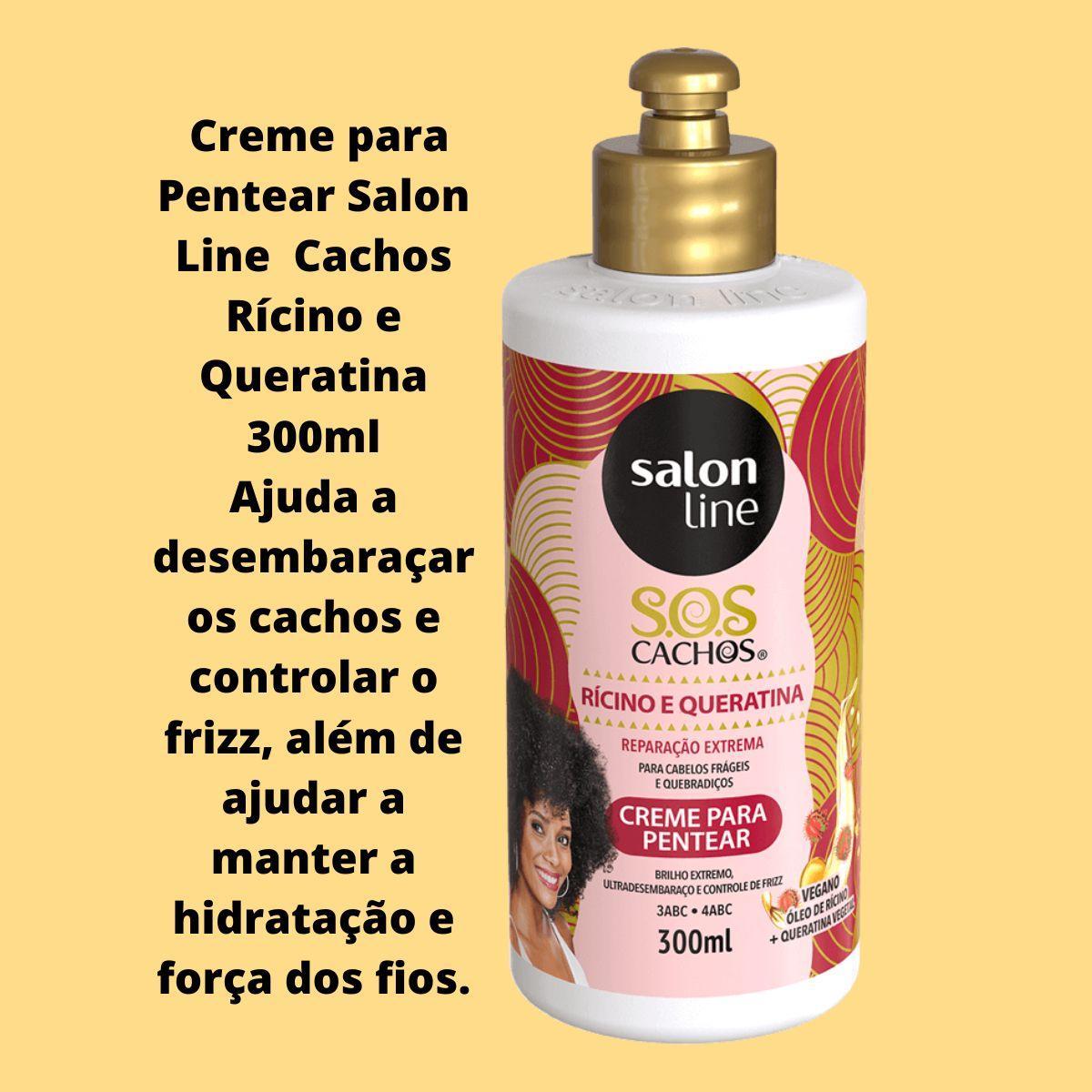 Kit Salon Line Rícino Queratina Sos Cachos Com Óleo De Coco