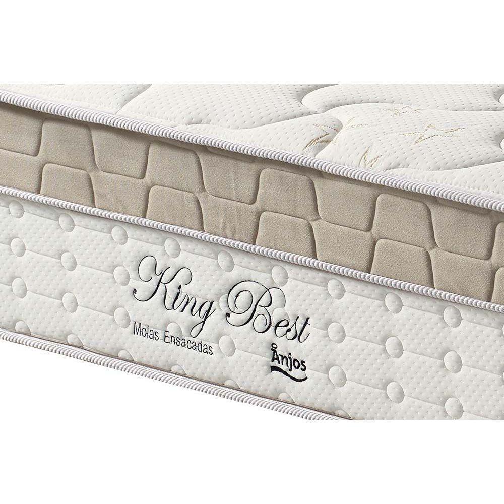 Cama Box King: Colchão Molas Masterpocket Ensacadas Anjos King Best + Base Branco(193X203)