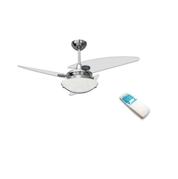 Miniatura Ventilador Teto Controle Remoto Onix Redondo Cromado - 220V