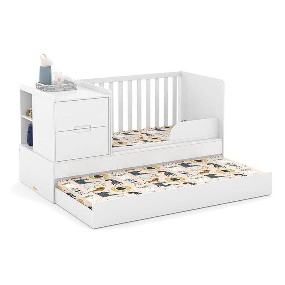 Miniatura Berço Americano Multifuncional Formare Branco Acetinado Colchão - Matic