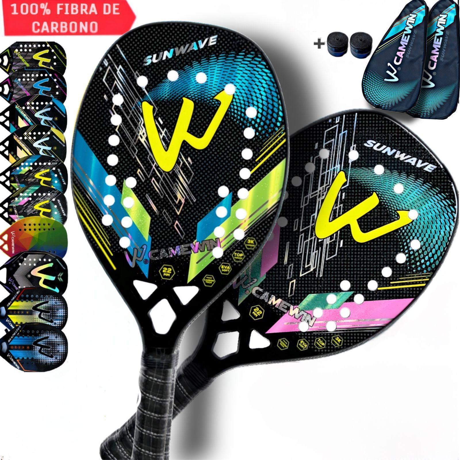 Miniatura Kit 2 Raquetes Beach Tennis Camewin 100% Fibra De Carbono 3K
