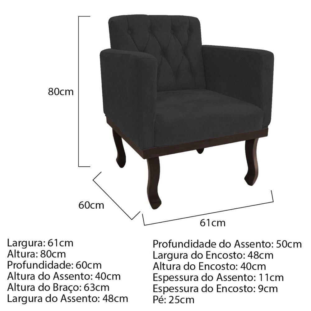 Kit Diva Recamier Diana 120cm Lado Direito E 01 Poltrona Classic Corano Adj Decor Preto