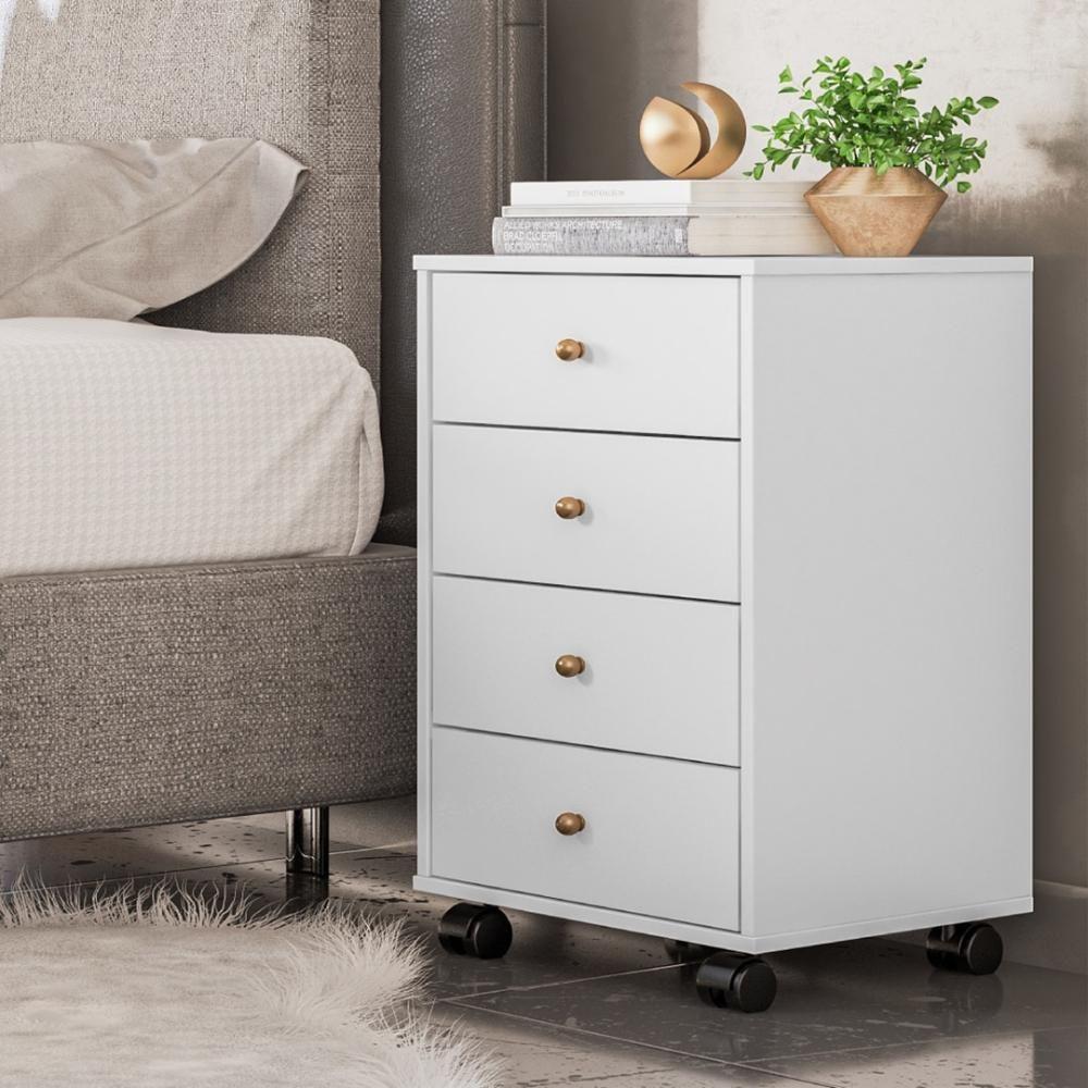 Miniatura Mesa De Cabeceira 4 Gavetas Presence - Branco Branco