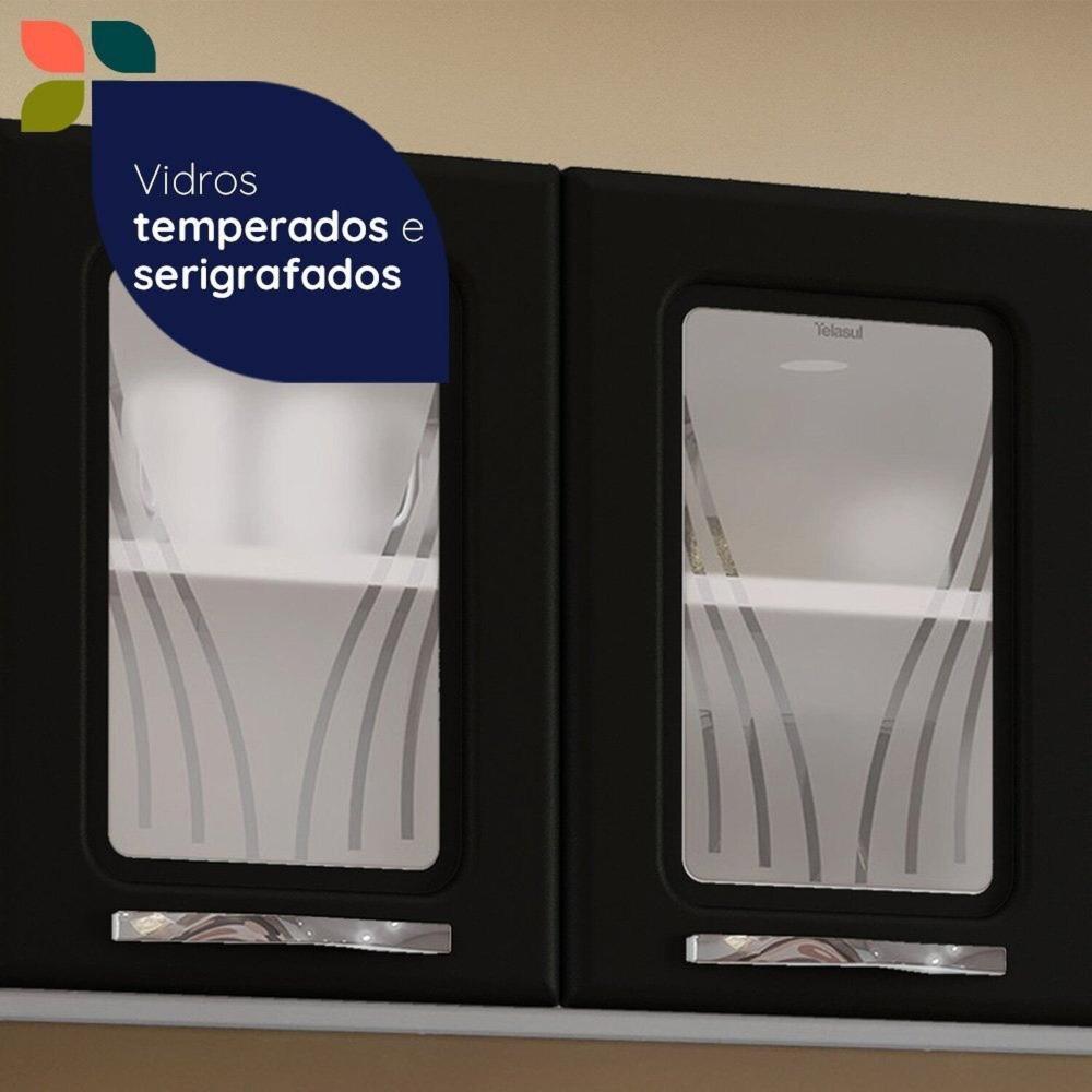 Miniatura Armário de Cozinha de Aço 2 Peças com Vidro e Balcão para Pia Star New Branco/Preto