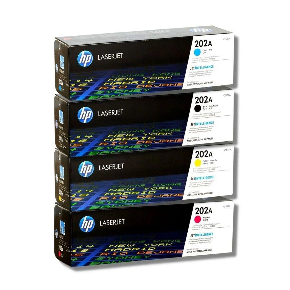 Miniatura Kit 4x Toner 202a Hp Original (4 Cores) Cf500a Cf501a Cf502a Cf503a M281fdw M254dw