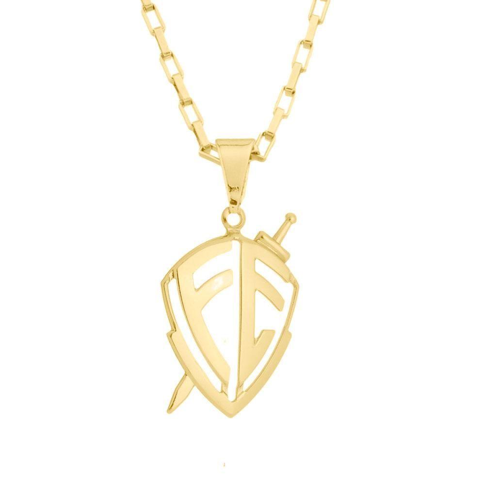 Miniatura Cordão Tijolinho Banhado A Ouro Mais Pingente