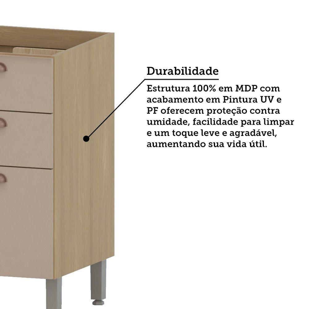Balcão De Cozinha Para Pia 120cm 2 Portas E 3 Gavetas Classi Freijó/petala Rosa