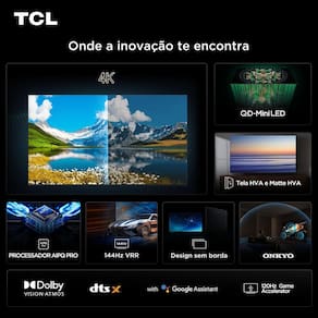 Smart TV 98” TCL 98C6K 4K QD-Mini LED Google TV 144Hz